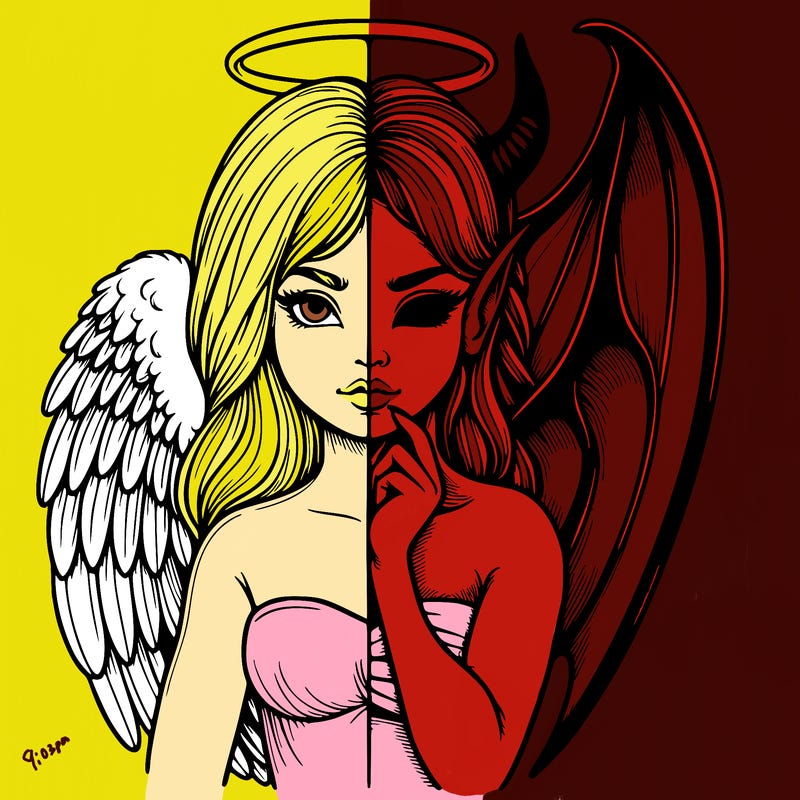 realistic angel half demon