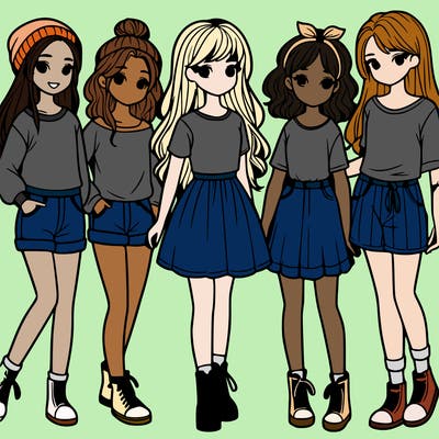 a group of five girls