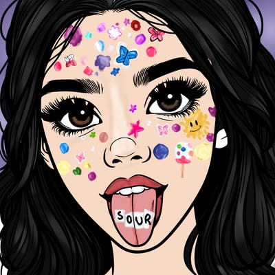 realistic girl with her tongue out