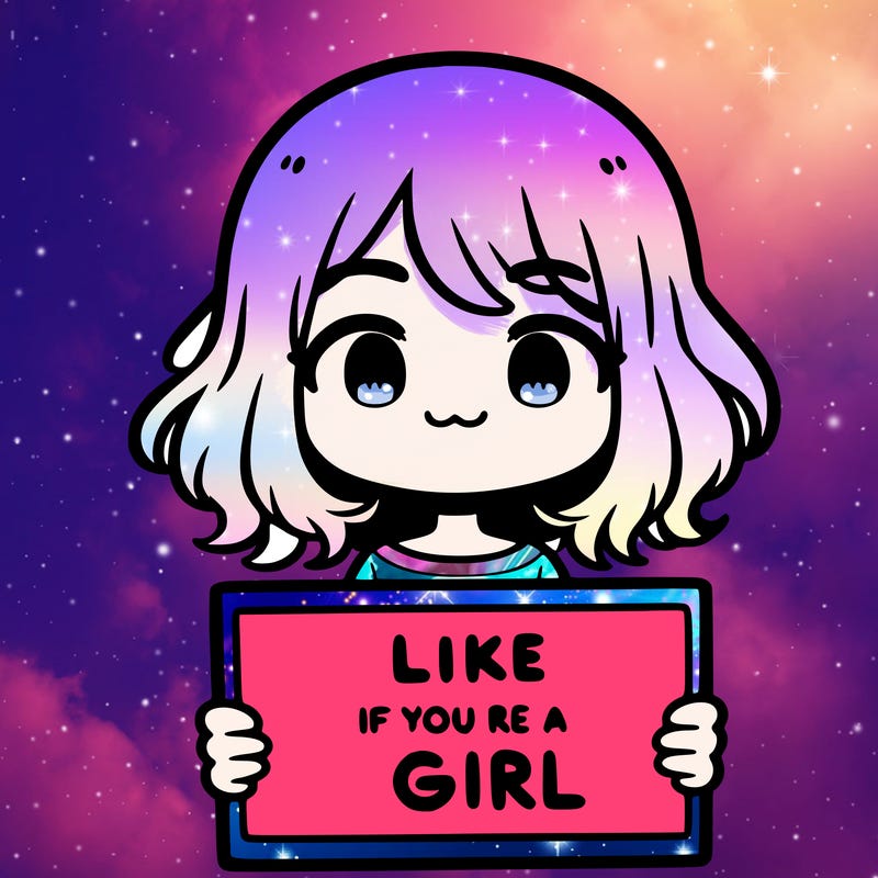 a cute girl holding a sign that says like if you’re a girl