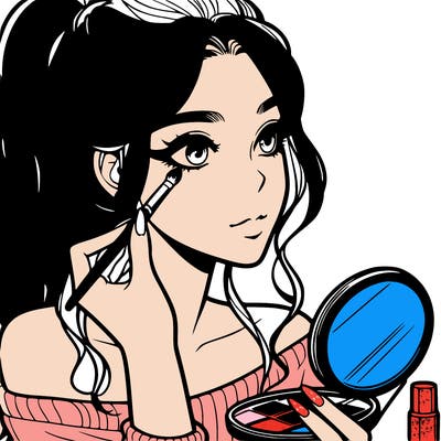 a realistic girl doing her makeup