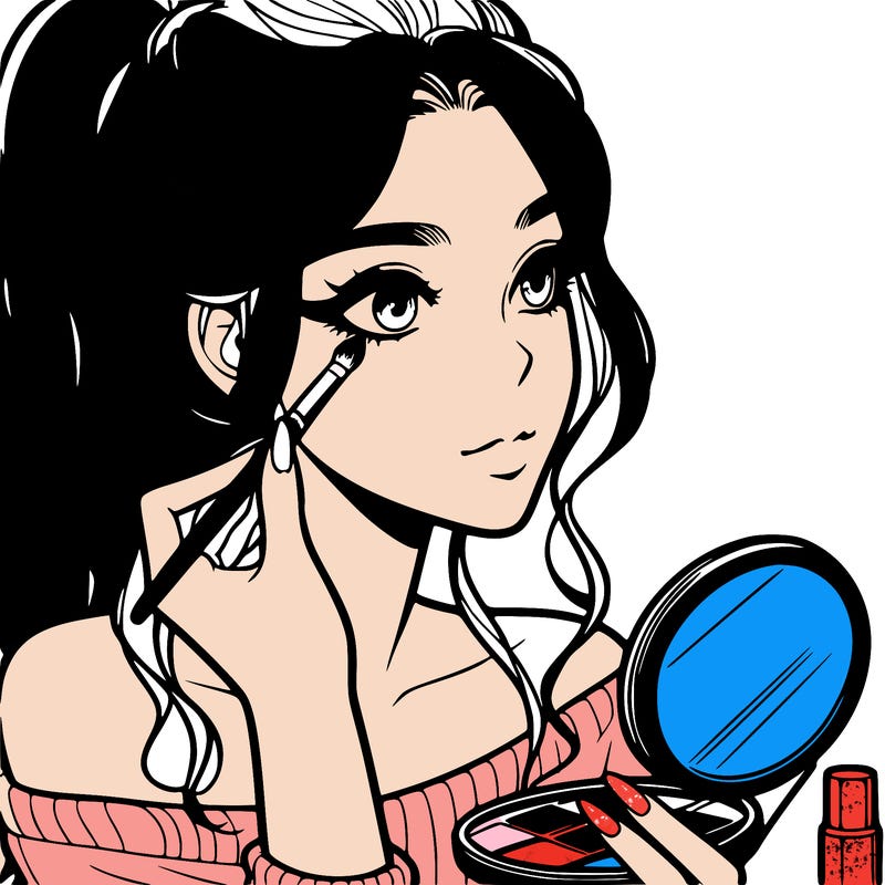 a realistic girl doing her makeup