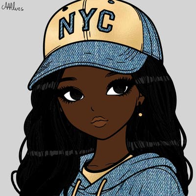 realistic girl wearing and nyc cap