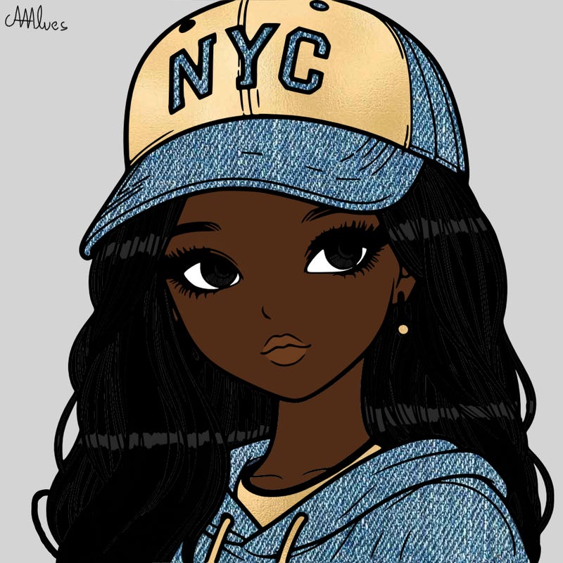 realistic girl wearing and nyc cap