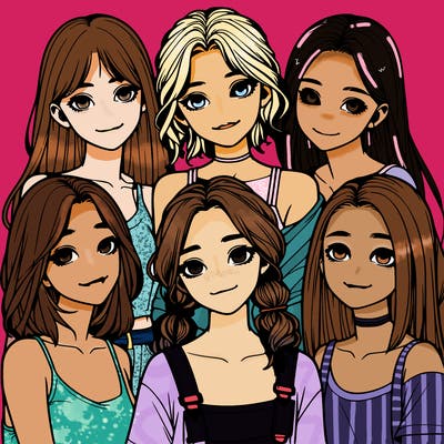 a group of girls realistic