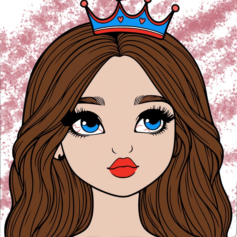 a realistic girl with a crown on