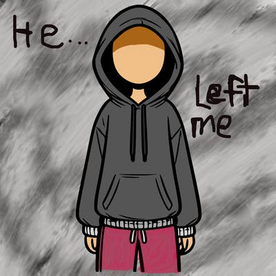 faceless girl in a tracksuit with a hood on and no hair