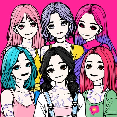 a group of girls realistic