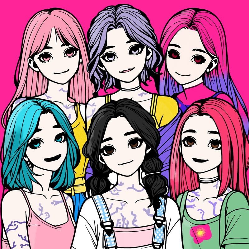 a group of girls realistic