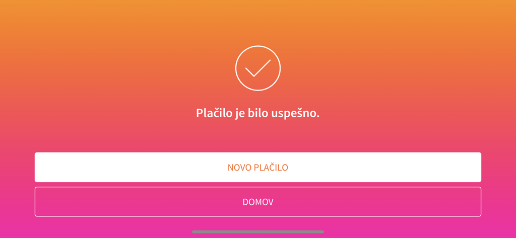 Mobile screen showing a successful payment confirmation in the mTerminal app