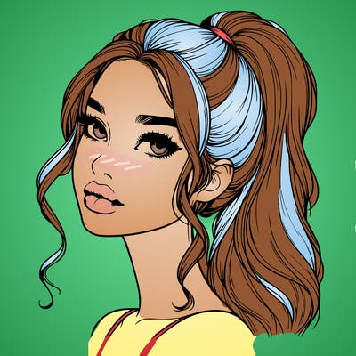 realistic girl with a ponytail on her hair and lips