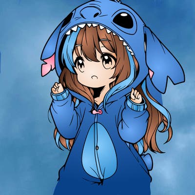 anime girl in a stitch onsie
