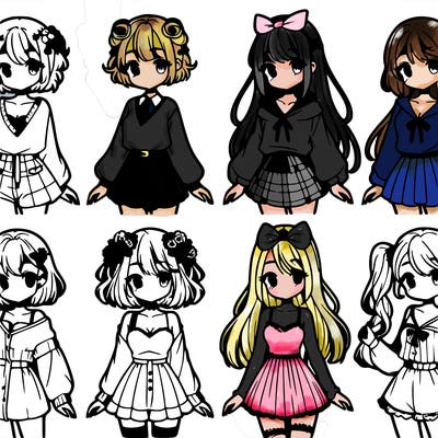 different anime girl styles