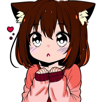 shy anime catgirl
