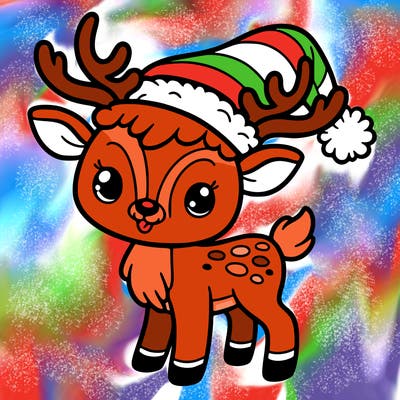 christmas reindeer with santa hat