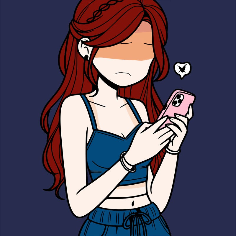 girl with crop top texting on her phone