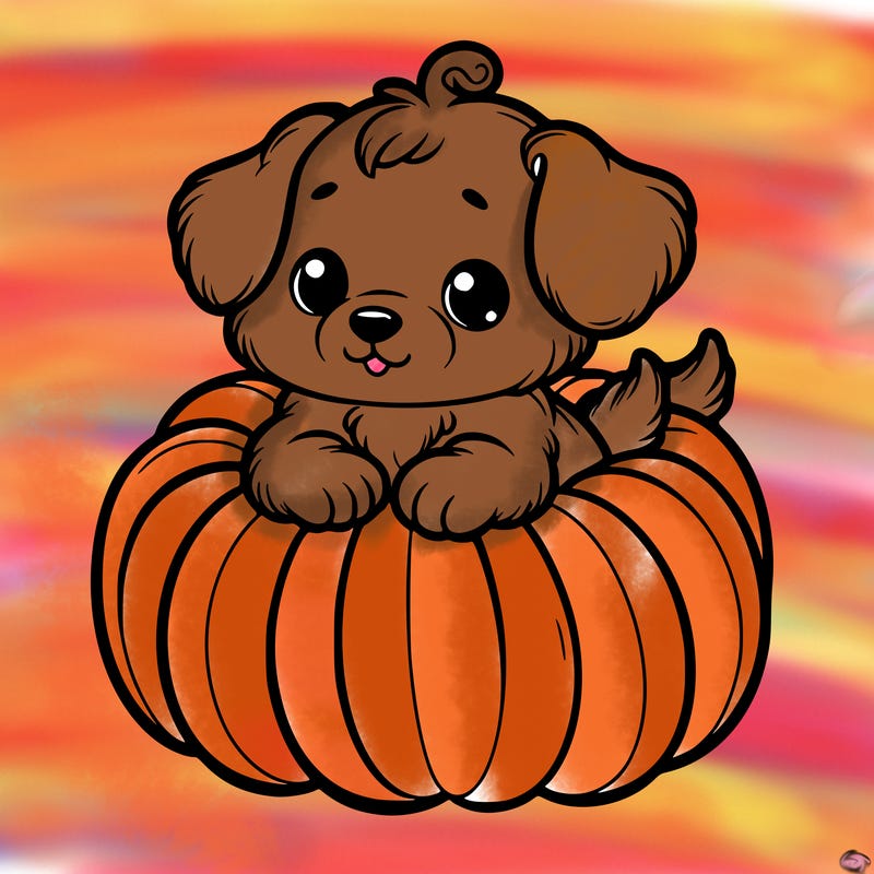cute little puppy in a pumpkin