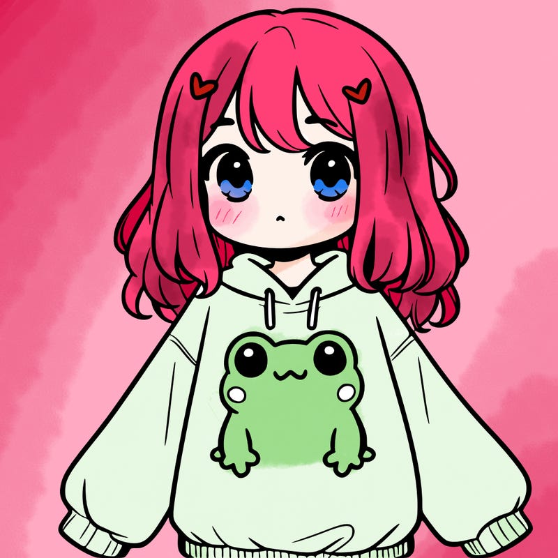 girl wearing frogging sweatshirt