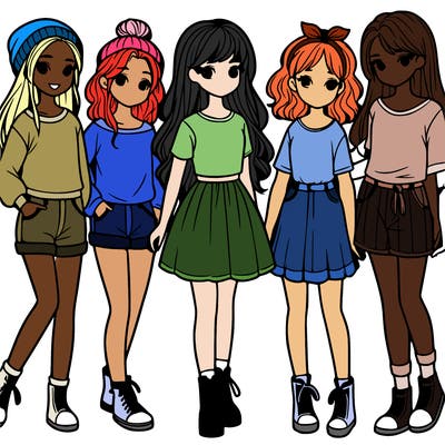 a group of five girls