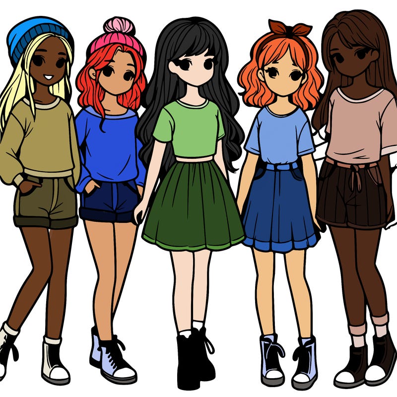 a group of five girls