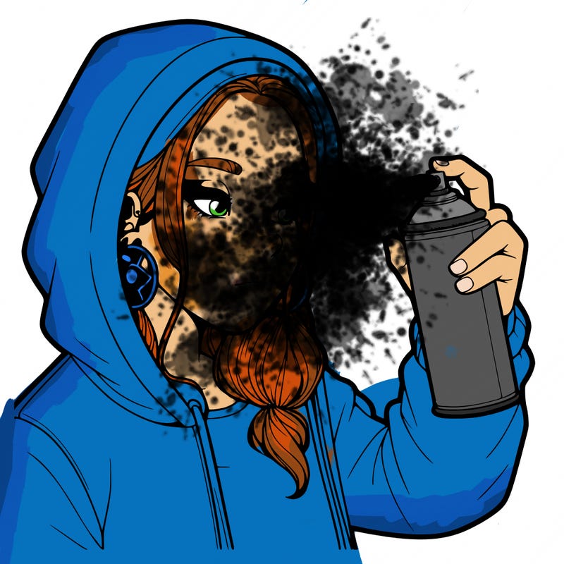 a realistic girl, spray painting