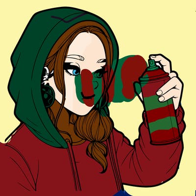 a realistic girl, spray painting