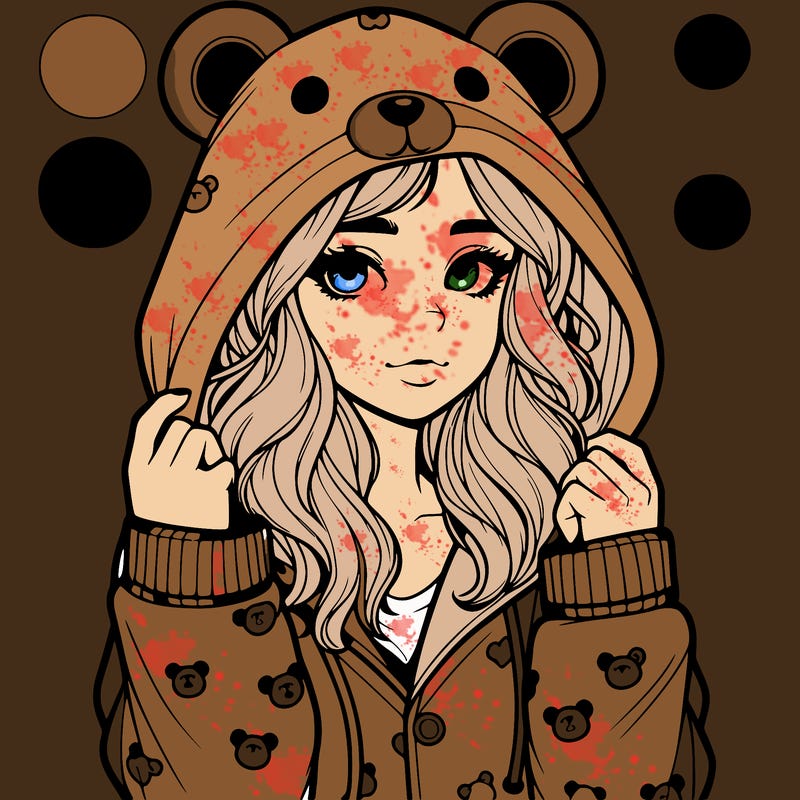 realistic girl in a animal pjs hoodie