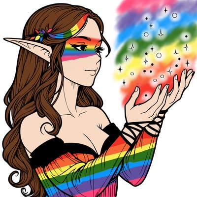 realistic elf girl doing magic