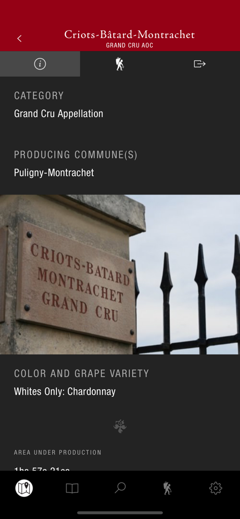 ClimaVinea - Detailed information about the Criots-Batard-Montrachet Grand Cru appellation in the ClimaVinea app.