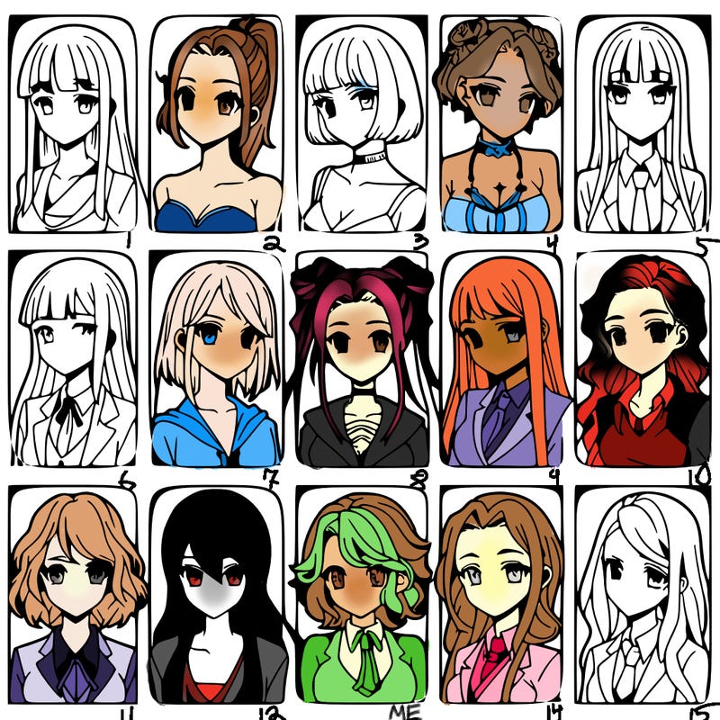 girls that look diffrent anime