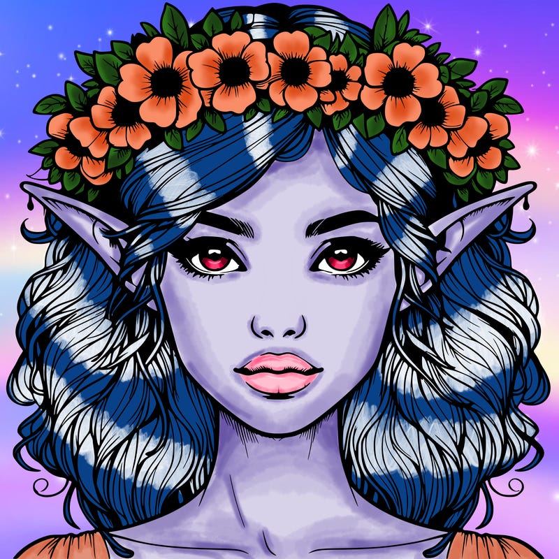 realistic female elf with flower crown