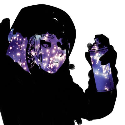 a realistic girl, spray painting