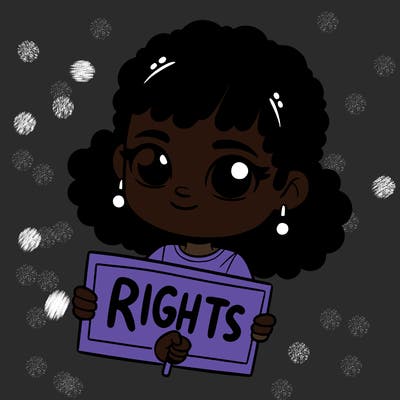 black girl holding a rights sign