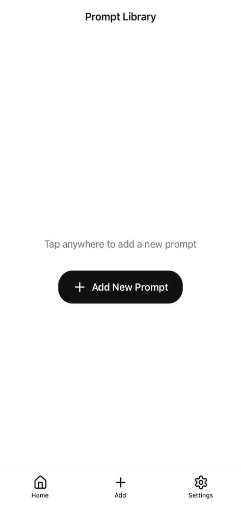 Prompt Engineering Library - Home screen of the Prompt Engineering Library app with an Add New Prompt button