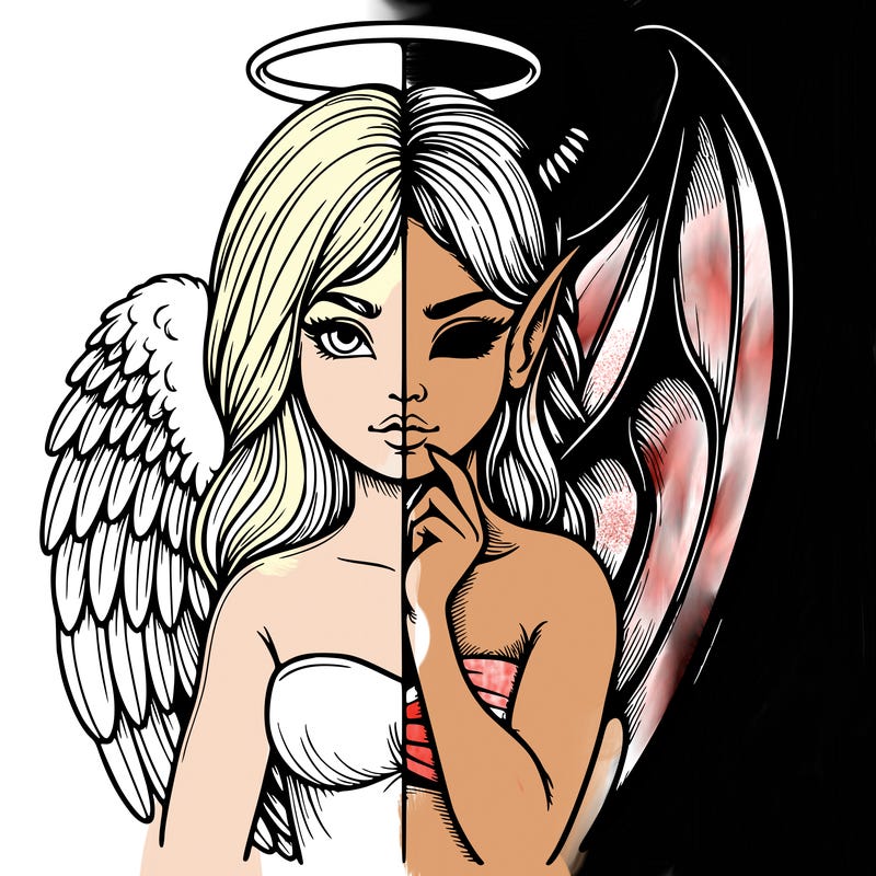 realistic angel half demon