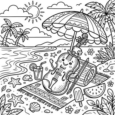 Get ready for a joyful escape to the seaside with this adorable Leprechaun Fiddle coloring page. It captures the perfect essence of a relaxing summer vacation, complete with beach essentials and cheerful vibes.