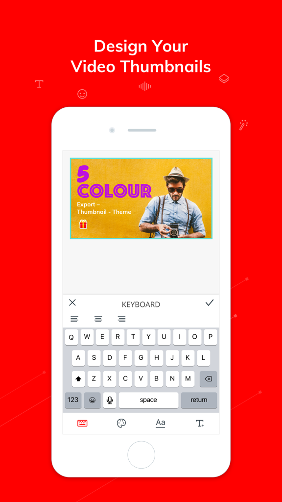 Vlogit - Video Editor - A interface do aplicativo Vlogit para criar miniaturas de vídeo personalizadas com ferramentas de texto