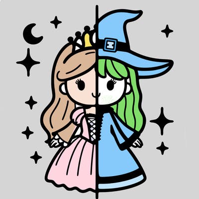 split princess and witch
