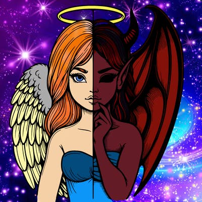 realistic angel half demon