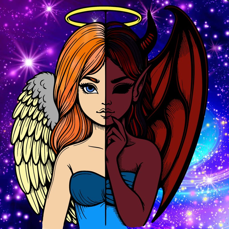 realistic angel half demon