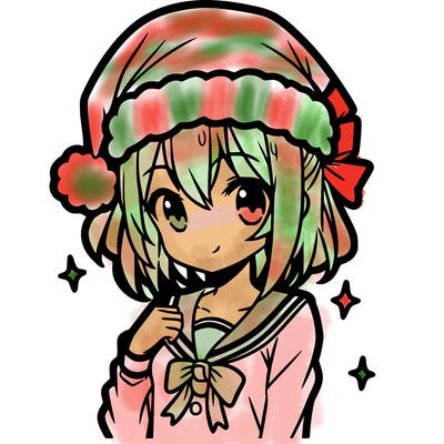 anime girl wearing a santa hat
