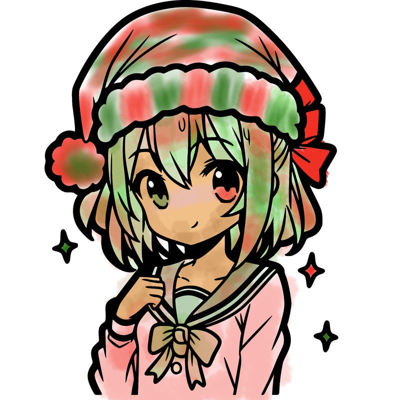anime girl wearing a santa hat