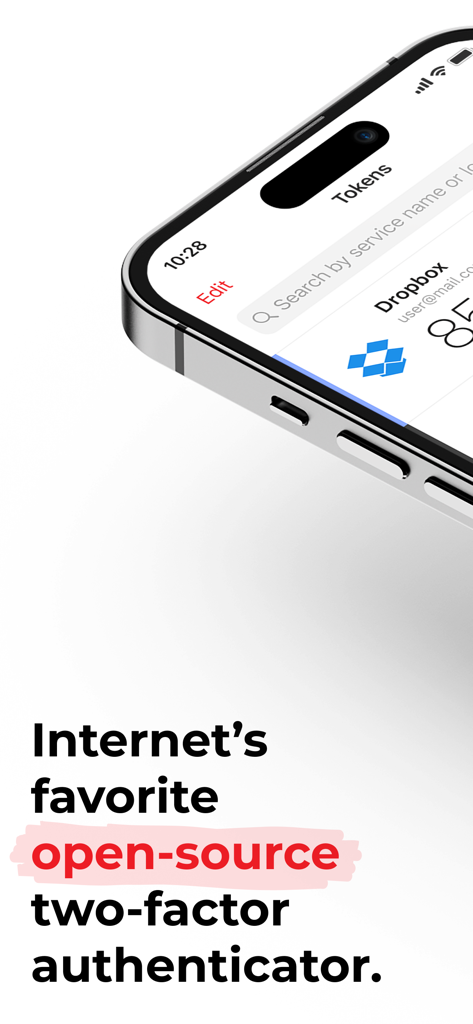 2FA Authenticator (2FAS) - iPhone에서 2FAS 오픈 소스 2단계 인증 앱 인터페이스
