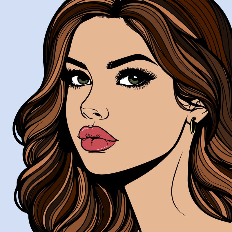 a beautiful realistic girl with lips