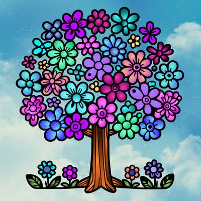 a tree made of flowers