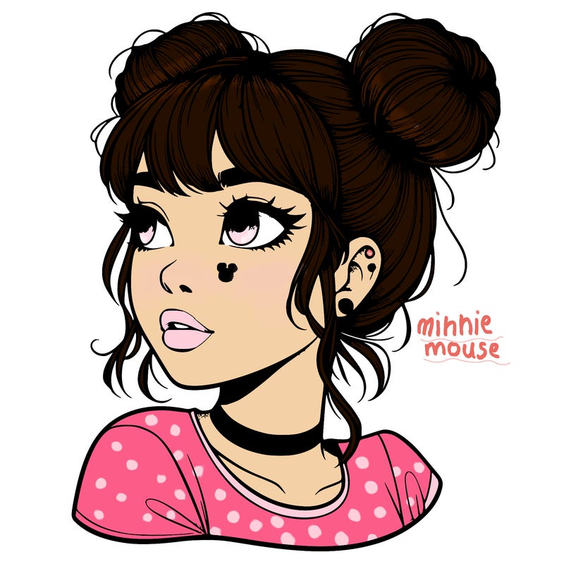 realistic girl with spacebuns