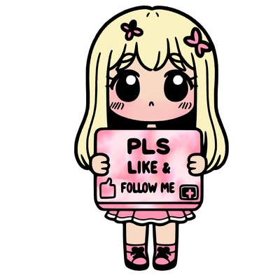 girl holding a sign that says pls like and follow me