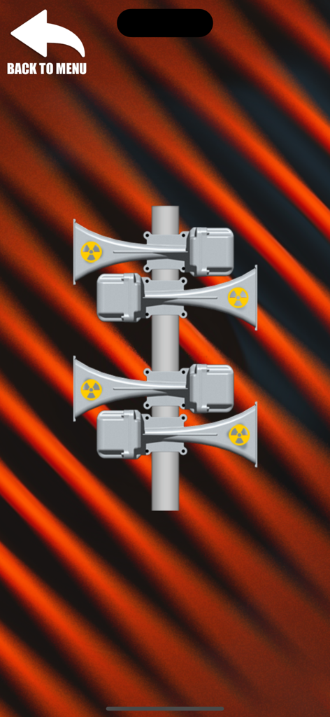 サウンドボードアプリの放射線記号付き原子力サイレンホーン。