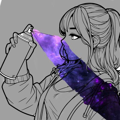 a realistic girl spray, painting