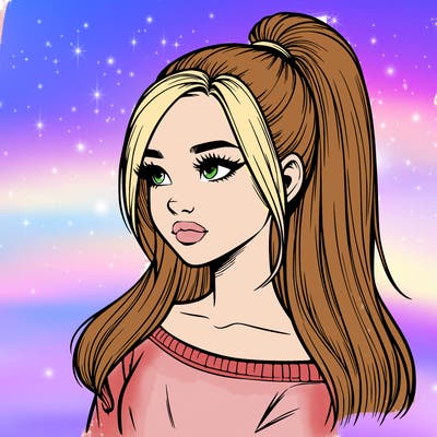 realistic girl with a high ponytail